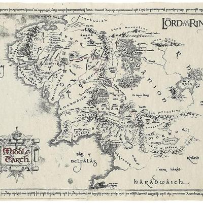 Lord Of The Rings Map Of Middle Earth Prop print