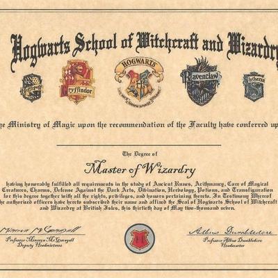 Harry Potter Hogwarts Graduation Certificate Prop print