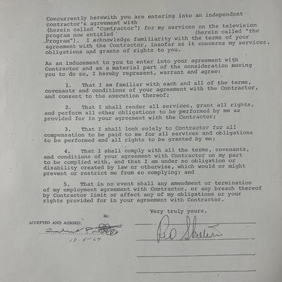Red Skelton signed contract