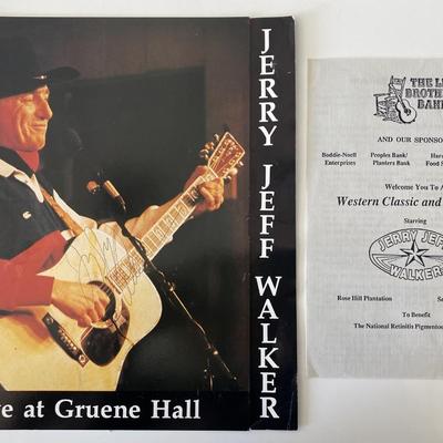 Jerry Jeff Walker signed concert booklet