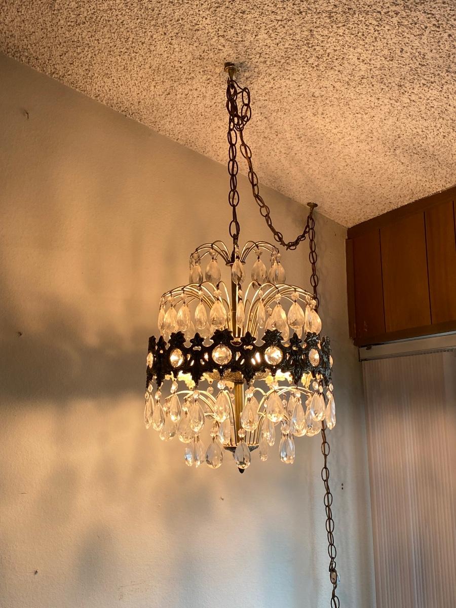 【VINTAGE HOLLYWOOD】Chandelier Crystal Hairpin Hollywood Regency Crystal Chandelier / Luxury Light