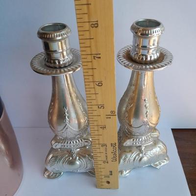 Vintage copper Westbend canister set, Coffee, Sugar & Tea with Glass pumpkin candle. holder