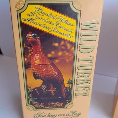 Three Miniature Wild Turkey Burbon whisky Decanters in Boxes