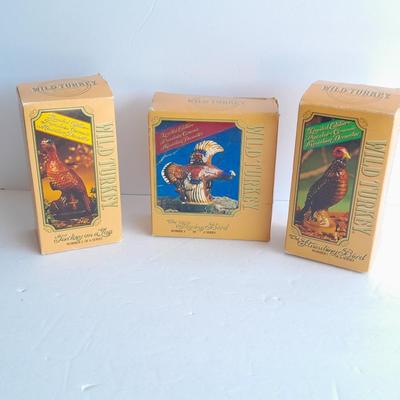 Three Miniature Wild Turkey Burbon whisky Decanters in Boxes