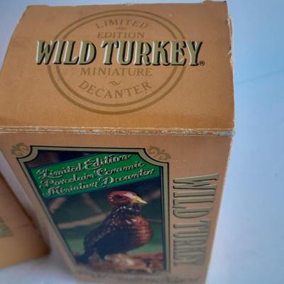 Three Miniature Wild Turkey Burbon whisky Decanters in Boxes