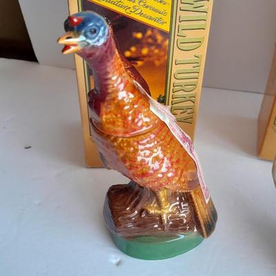 Three Miniature Wild Turkey Burbon whisky Decanters in Boxes
