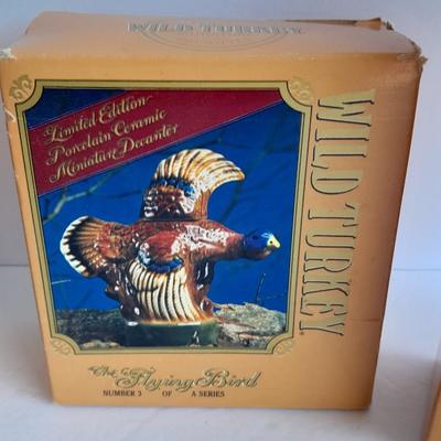 Three Miniature Wild Turkey Burbon whisky Decanters in Boxes