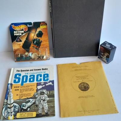 JPL Return to Mar's Hot Wheels Action pack, Books on Space, Trading cards, and Geological maps of the Descartes Region of the moon