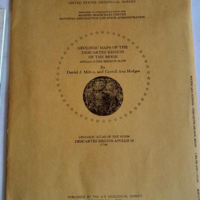 JPL Return to Mar's Hot Wheels Action pack, Books on Space, Trading cards, and Geological maps of the Descartes Region of the moon