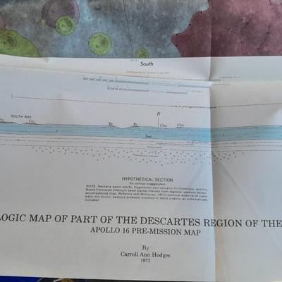 JPL Return to Mar's Hot Wheels Action pack, Books on Space, Trading cards, and Geological maps of the Descartes Region of the moon