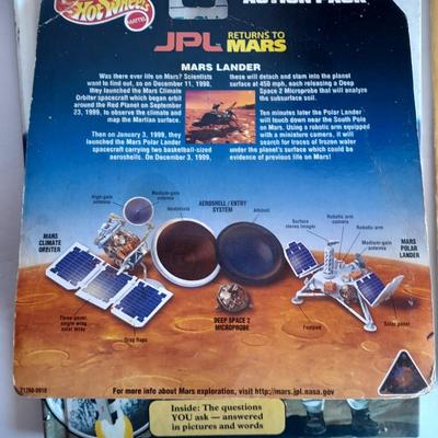 JPL Return to Mar's Hot Wheels Action pack, Books on Space, Trading cards, and Geological maps of the Descartes Region of the moon