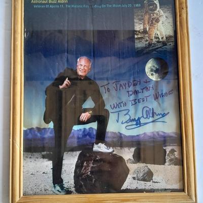 AUTOGRAPHED BUZZ ALDRIN book, Picture with Moon and Mars trading cards, and Geological Maps of the Moon