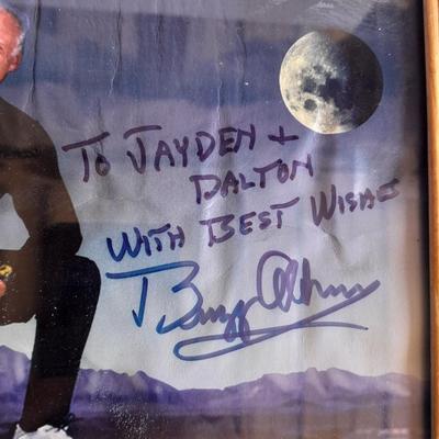 AUTOGRAPHED BUZZ ALDRIN book, Picture with Moon and Mars trading cards, and Geological Maps of the Moon