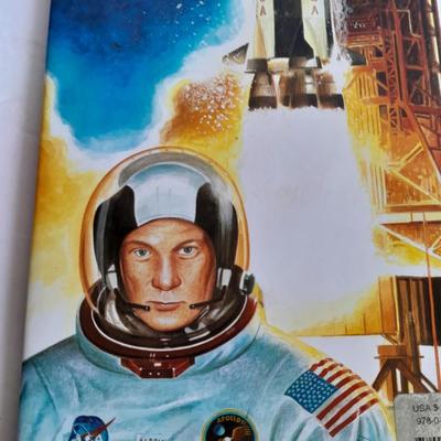 AUTOGRAPHED BUZZ ALDRIN book, Picture with Moon and Mars trading cards, and Geological Maps of the Moon
