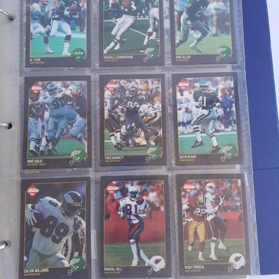 Football Trading cards, 3 ring binder with over 20 pages and Premier edition star cards Playing cards
