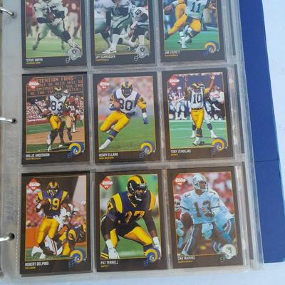Football Trading cards, 3 ring binder with over 20 pages and Premier edition star cards Playing cards