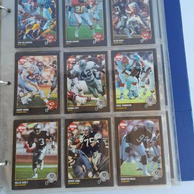 Football Trading cards, 3 ring binder with over 20 pages and Premier edition star cards Playing cards