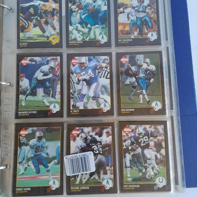 Football Trading cards, 3 ring binder with over 20 pages and Premier edition star cards Playing cards