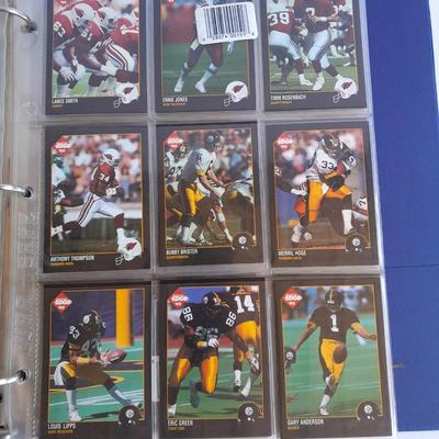 Football Trading cards, 3 ring binder with over 20 pages and Premier edition star cards Playing cards