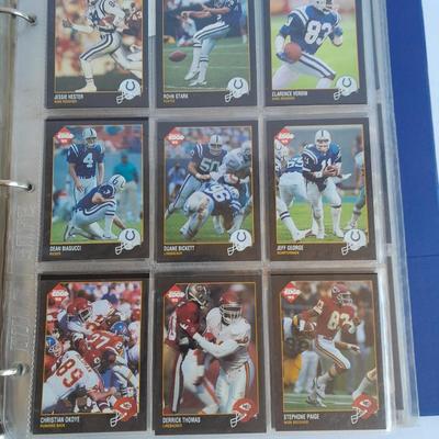 Football Trading cards, 3 ring binder with over 20 pages and Premier edition star cards Playing cards