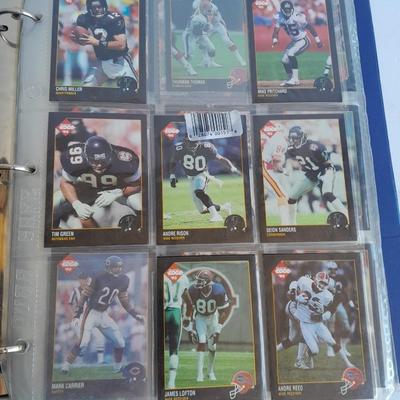 Football Trading cards, 3 ring binder with over 20 pages and Premier edition star cards Playing cards