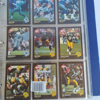 Football Trading cards, 3 ring binder with over 20 pages and Premier edition star cards Playing cards