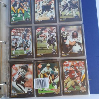 Football Trading cards, 3 ring binder with over 20 pages and Premier edition star cards Playing cards