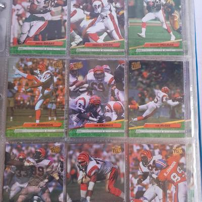 3 ring binder of Football cards, over 20 pages Rules of the game book, and 1970's Football stars book