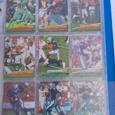 3 ring binder of Football cards, over 20 pages Rules of the game book, and 1970's Football stars book