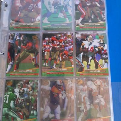 3 ring binder of Football cards, over 20 pages Rules of the game book, and 1970's Football stars book