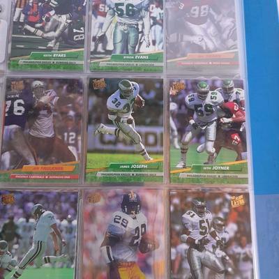 3 ring binder of Football cards, over 20 pages Rules of the game book, and 1970's Football stars book