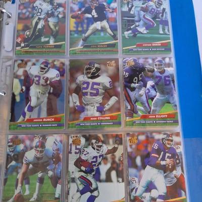3 ring binder of Football cards, over 20 pages Rules of the game book, and 1970's Football stars book
