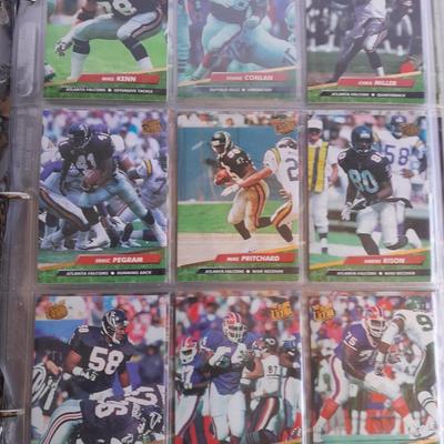 3 ring binder of Football cards, over 20 pages Rules of the game book, and 1970's Football stars book