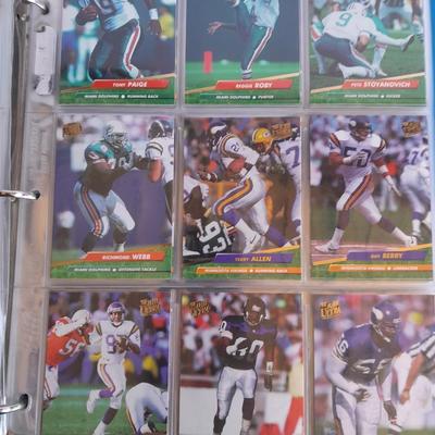 3 ring binder of Football cards, over 20 pages Rules of the game book, and 1970's Football stars book