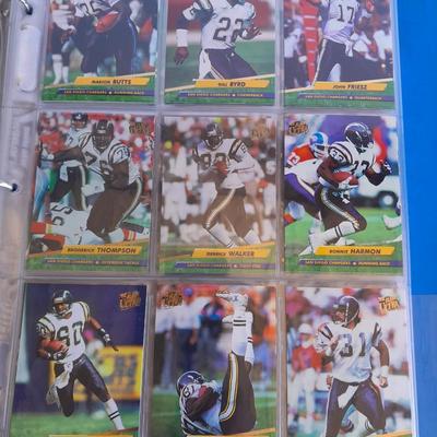 3 ring binder of Football cards, over 20 pages Rules of the game book, and 1970's Football stars book