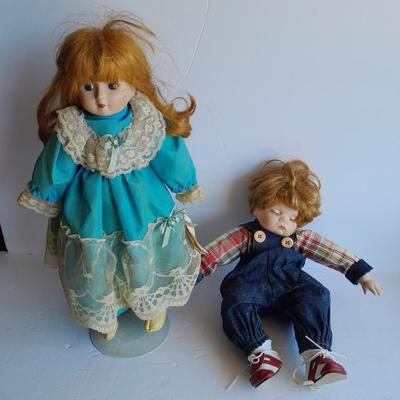 Two vintage porcelain dolls The Emerald Doll collection and a Heritage doll