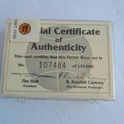 Basketball trading cards in small plastic boxes, Sealed with COA Front Row Draft picks