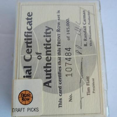 Basketball trading cards in small plastic boxes, Sealed with COA Front Row Draft picks