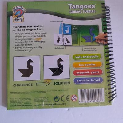 Sealed Scrabble Board game, new Tangos' Puzzle  and wooden Miniature Skeet ball game with metal marbles