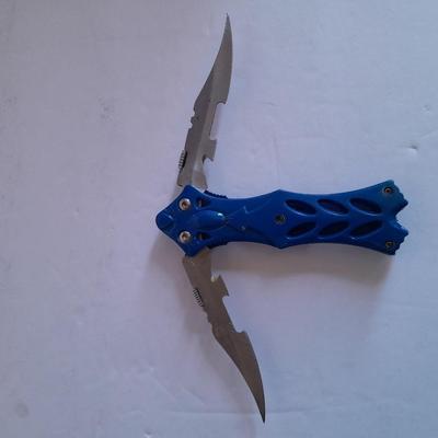 Two knives, double bladed and small black pocketknife