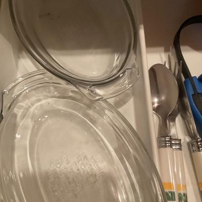 Two Anchor Baking Dishes and miscellaneous