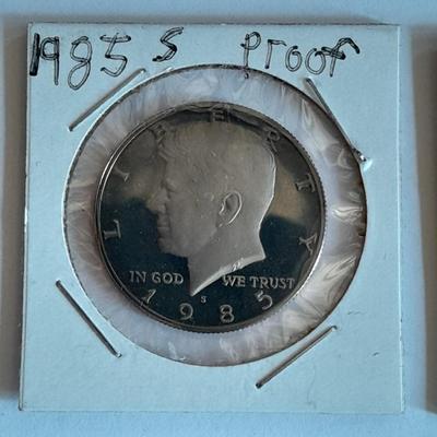 Six Kennedy Half Dollars 1964, 1983, 1984, 1985, 1986, and 1989