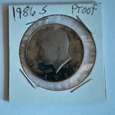 Six Kennedy Half Dollars 1964, 1983, 1984, 1985, 1986, and 1989