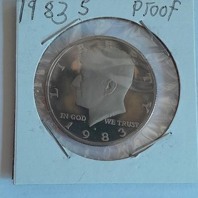 Six Kennedy Half Dollars 1964, 1983, 1984, 1985, 1986, and 1989