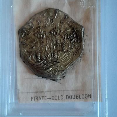 Pirate Gold Doubloon Coin with paperwork