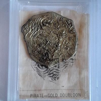 Pirate Gold Doubloon Coin with paperwork