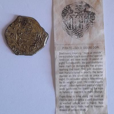 Pirate Gold Doubloon Coin with paperwork