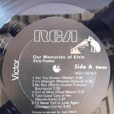 Two Elvis Presley "Legendary Concert Performances" and "Our Memories of Elvis" vinyl LP 12" Records