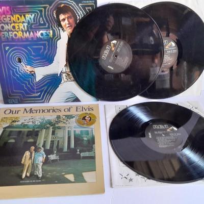 Two Elvis Presley "Legendary Concert Performances" and "Our Memories of Elvis" vinyl LP 12" Records