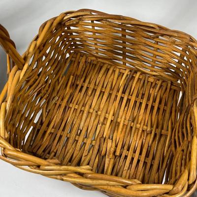 Rustic Woven Reed Handled Basket Lot